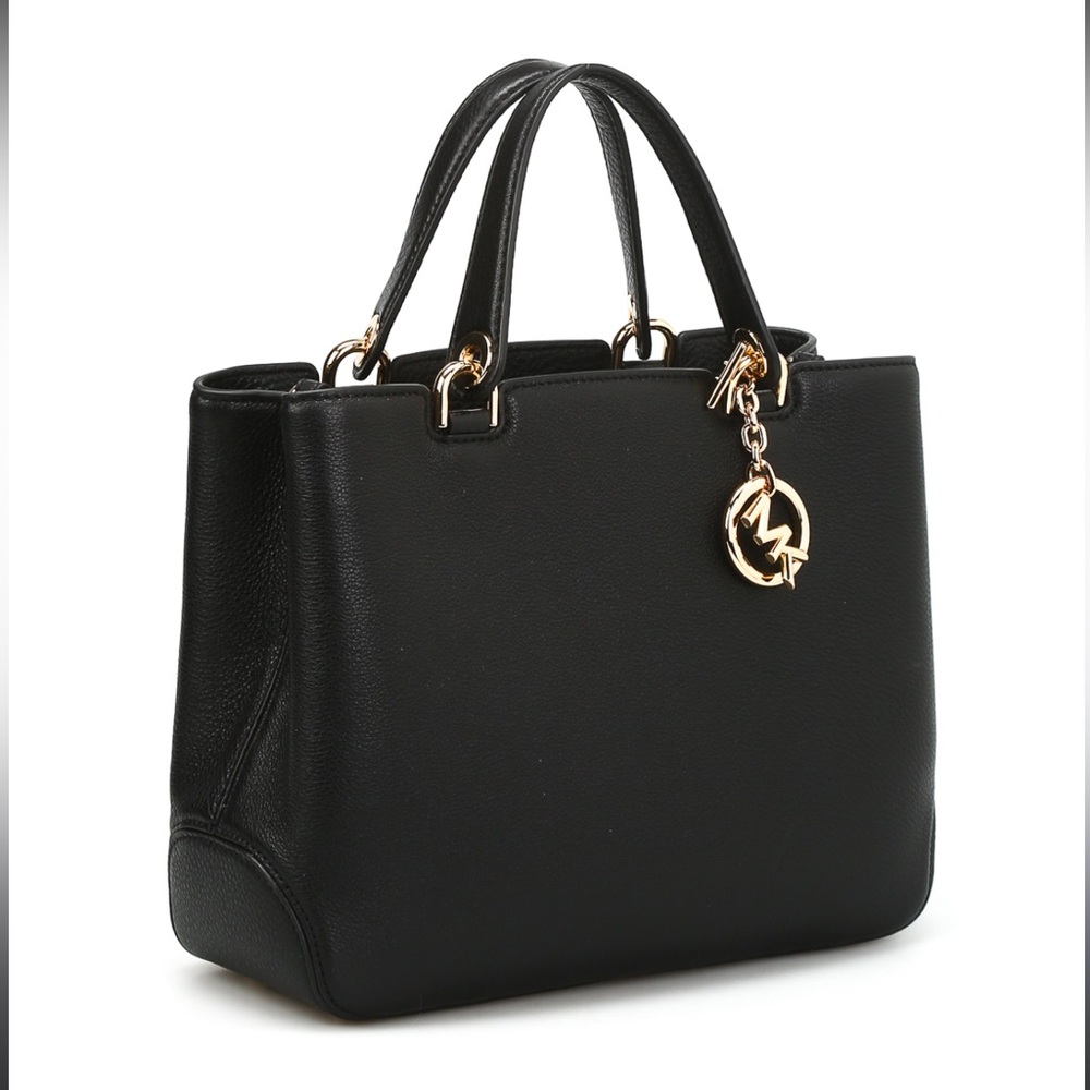 MICHAEL Michael Kors Black Satchel with Gold Accents Anabelle